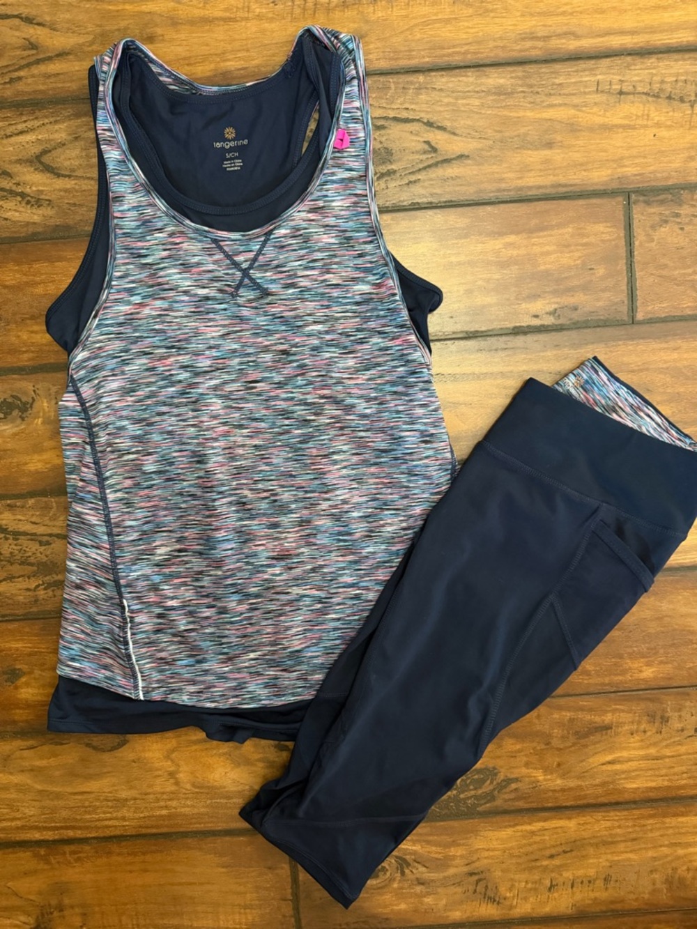 Tangerine Navy & Multi-Color Active Tank & Ankle Leggings Set